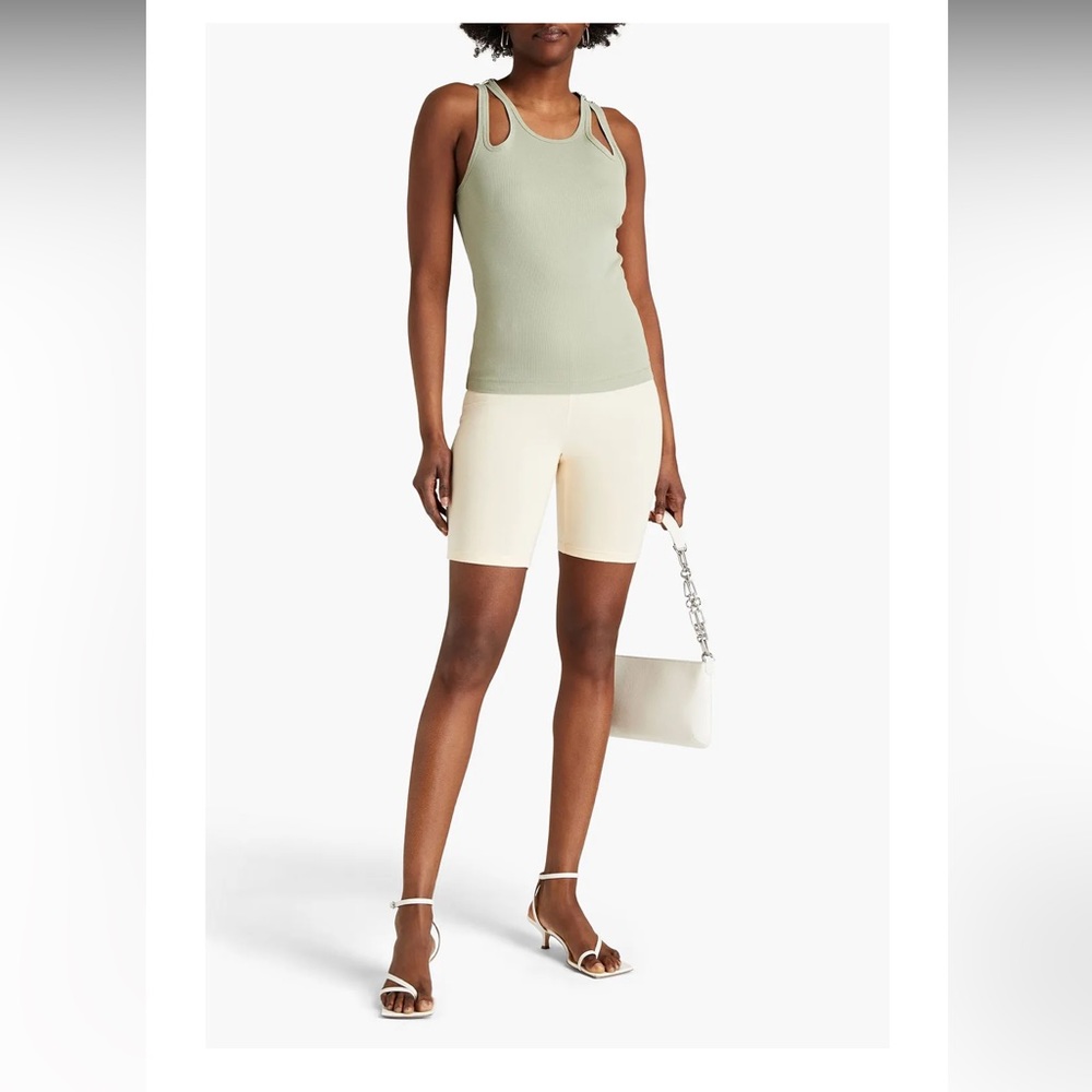 Dion Lee green ribbed tank top w cutouts + hardware details. US 4.